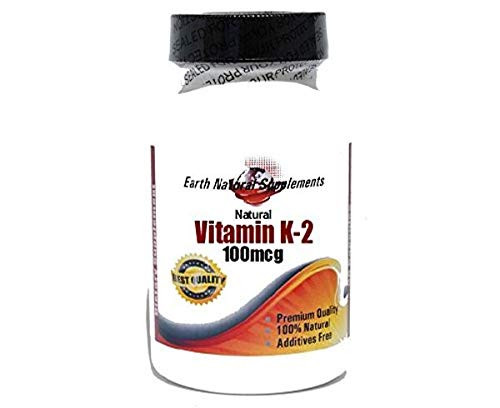 Natural Vitamin K-2 100mcg Menaquinone-7 * 100 Caps 100 percent Natural - by EarhNaturalSupplements