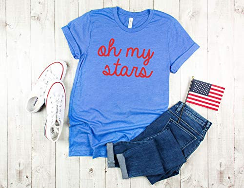 Oh My Stars Womens 4th Of July Shirt Star Top Fourth Of July Memorial Day Shirt Independence Day T-shirt