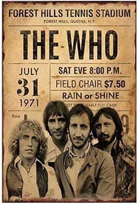 l.e.i. Rock Band -The WHO Vintage Metal Tin Sign Man Cave Bar Home Coffee Restaurant Wall Decor 8x12 Inch