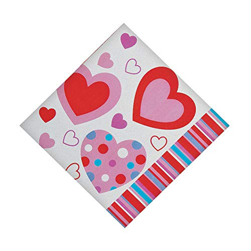 Fun Express - Valentines Hearts Lunch Napkins  50pc  for Valentines Day - Party Supplies - Print Tableware - Print Napkins - Valentines Day - 50 Pieces
