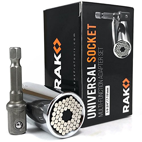 RAK Universal Socket Grip (7-19mm) Multi-Function Ratchet Wrench Power Drill Adapter 2Pc Set - Best Unique Tool Gift for Men, DIY Handyman, Father/Dad, Husband, Boyfriend, Him, Women RAK Universal Socket Grip (7-19mm) Multi-Function Ratchet Wrench Power Drill Adapter 2Pc Set - Best Unique Tool Gift for Men, DIY Handyman, Father/Dad, Husband, Boyfriend, Him, Women