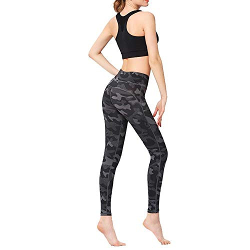 JIUMENG Women Camouflage Printed Yoga Pants High Waist Stretch Leggings Tummy Control Yoga Capris for Workout Running