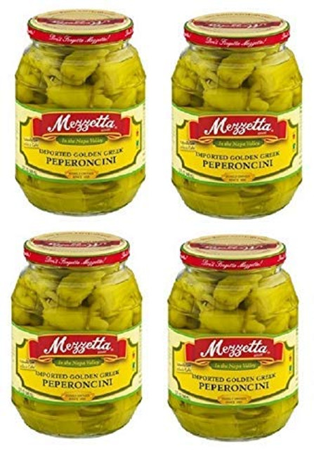 Mild Golden Greek Peperoncini Pickles 4 JARS of 32 fl Oz 946 ml. Kosher By Mezzetta Mild Golden Greek Peperoncini Pickles 4 JARS of 32 fl Oz 946 ml. Kosher By Mezzetta
