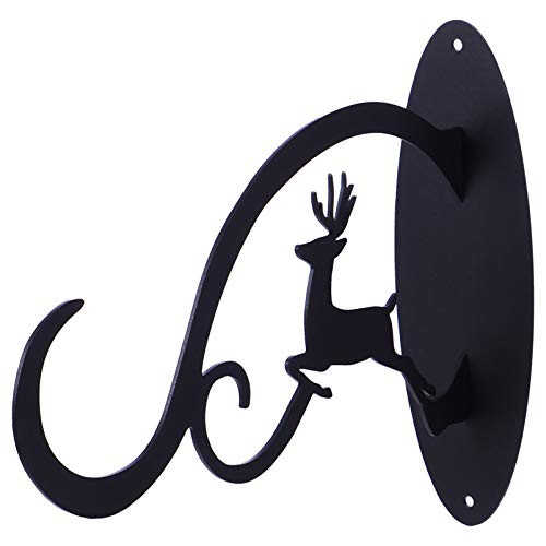 Cabilock Wall Hanging Plant Bracket Reindeer Iron Decorative Hook for Hanging Flower Pot Hummingbird Feeder Wind Chime Lanterns Wall Mount Flower Hook Hanger for Garden Balcony Black