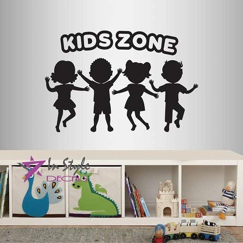 Wall Vinyl Decal Home Decor Art Sticker Kids Zone Signe Cute Happy Little Kids Boys and Girls Dancing Playing Nursery Bedroom Play Room Room Removable Stylish Mural Unique Design 2636
