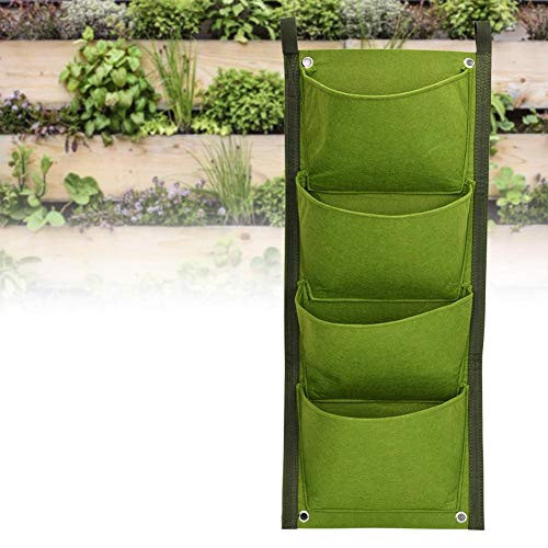 Bracon Wall Garden Planter - 4 Pocket Vertical Greening Hanging Wall Outdoor Garden Grow Plant Bags Planter