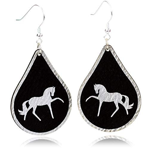Horse Gifts for Women Faux Leather Horse Earrings Hypoallergenic 925 Sterling Silver Drop Dangle Equestrian Jewelry Horse Gifts for Women Faux Leather Horse Earrings Hypoallergenic 925 Sterling Silver Drop Dangle Equestrian Jewelry
