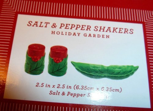 Martha Stewart Collection Holiday Garden Salt and Pepper Shakers with tray by Martha Stewart Martha Stewart Collection Holiday Garden Salt and Pepper Shakers with tray by Martha Stewart
