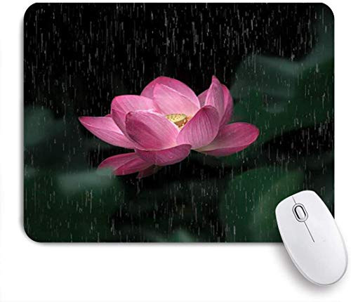 KGSPK Mouse Pad Lotus Flower Floral Leaves Fantasy Garden Raining Night Customized Art Mousepad Non-Slip Rubber Base for Computers Laptop Office Desk Accessories