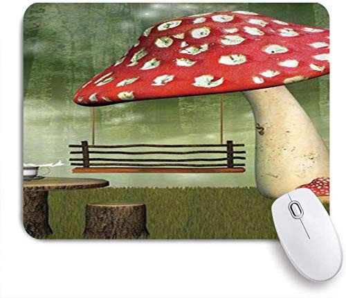 KGSPK Mouse Pad Picnic in Fantasy Garden Wood Table Swing Teapot and Milk Splash Customized Art Mousepad Non-Slip Rubber Base for Computers Laptop Office Desk Accessories