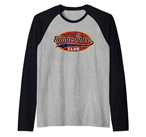 Bionic Knee Club Funny Surgery Replacement Custom Parts Gift Raglan Baseball Tee