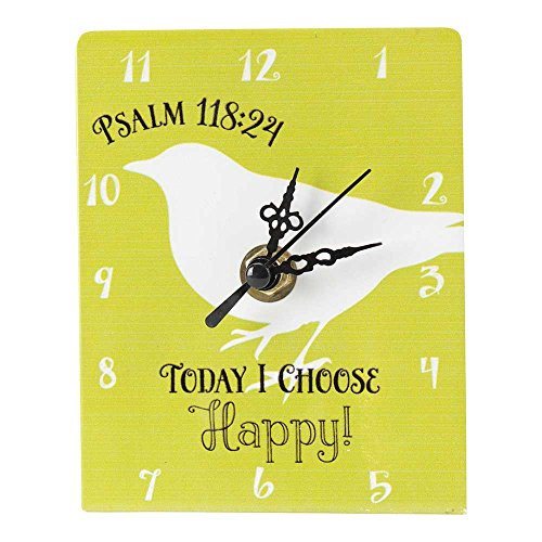 I Choose Happy Psalm 118:24 Yellow 4.5 4 Metal Table Top Clock Sign Plaque