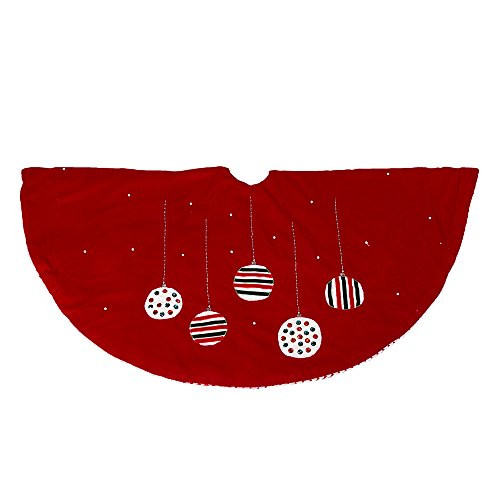 Kurt Adler Red Treeskirt with Ornament Design, 48-Inch Kurt Adler Red Treeskirt with Ornament Design, 48-Inch