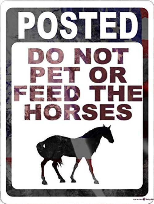 Eletina Twinkle New Road Sign Aluminum Sign Posted Do Not Pet Or Feed Horses Sign Safety for Horse Stables  and  Pastures Warning Sign Outdoor Decoration 12x16 Inch