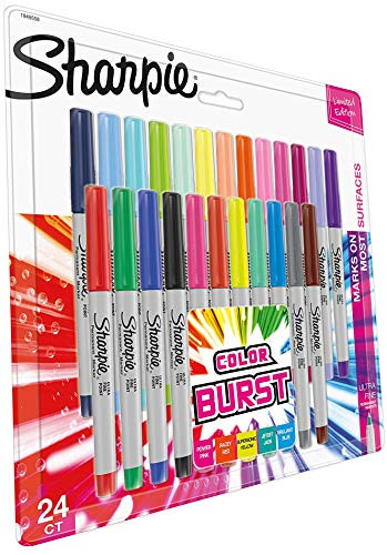 Sharpie 1949558 Color Burst Permanent Markers Ultra Fine Point Assorted Colors 24-Count - New