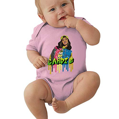 Cardi B Infant Romper Warm Baby Jersey Creeper Bodysuit Printed Onesies Pink 12 Months
