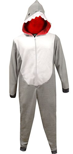 MJC Mens Shark Union Suit Pajama  Large X-Large  Gray