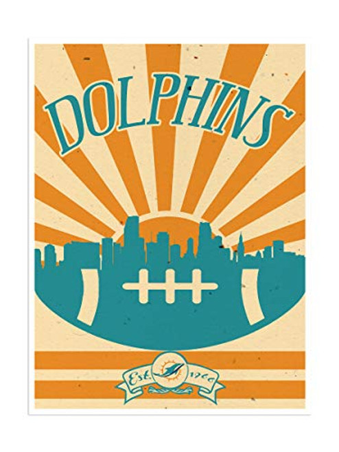 Art Miami Dolphins Poster Sunset Print 12x16 Wall Decor Art Miami Dolphins Poster Sunset Print 12x16 Wall Decor