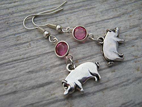 Hog Birthstone Earrings Personalized Pig Earrings Animal Earrings Farm Country Earrings Hog Birthstone Earrings Personalized Pig Earrings Animal Earrings Farm Country Earrings