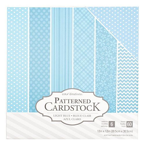 American Crafts Core'Dinations Cardstock 60 Sheet 12 x 12 Inch Paper Pack Light Blue