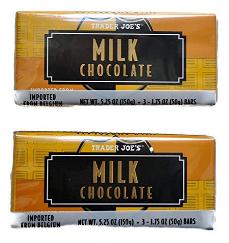 Trader Joes Belgian Milk Chocolate Bars 1.75 oz  2 Packs of 3 -SET OF 2