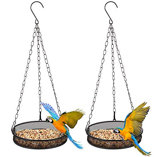 2 Pieces Hanging Bird Feeder Tray Platform Metal Mesh Seed Tray Feeders Hanging Tray Hanging Chains Steel Bird Feeder Dish for Bird Feeders Garden Yard Outside Decoration and Attracting Birds 2 Pieces Hanging Bird Feeder Tray Platform Metal Mesh Seed Tray Feeders Hanging Tray Hanging Chains Steel Bird Feeder Dish for Bird Feeders Garden Yard Outside Decoration and Attracting Birds