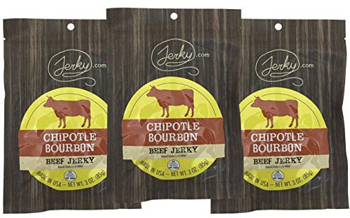 Jerky.coms Chipotle Bourbon Beef Jerky - 3 PACK - All-Natural No Added Preservatives No Added Nitrites or Nitrates - 7.5 total oz.