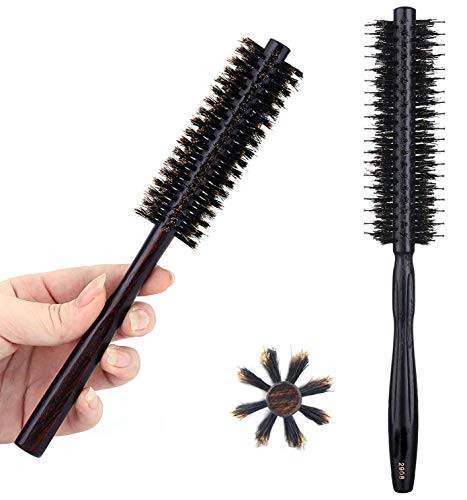 Small round boar bristle brush for Thin or Short Hair Round Brush with Natural Boar and Nylon Bristles-1.5 Inch