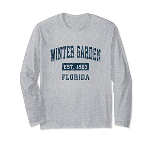 Winter Garden Florida FL Vintage Sports Design Navy Print Long Sleeve T-Shirt