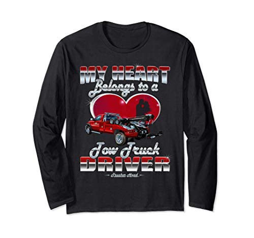 SM My Heart Belongs To A Tow Truck Driver Wife Long Sleeve T-Shirt