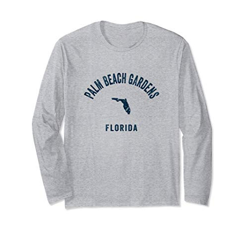 Palm Beach Gardens Florida FL Vintage 70s Sports Navy Print Long Sleeve T-Shirt