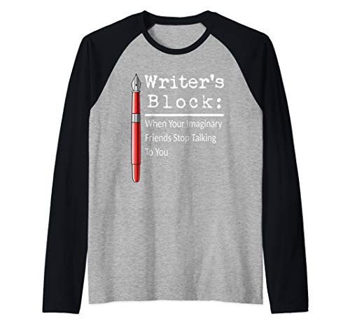 Writers Block Funny Author Raglan Baseball Tee
