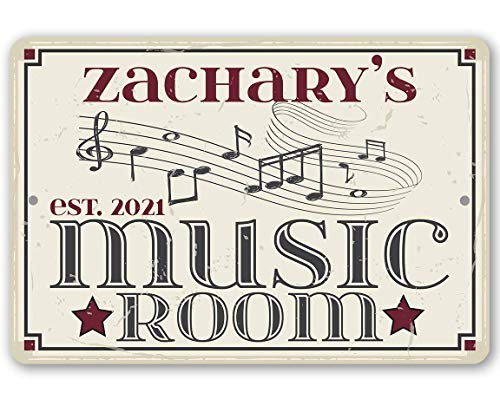 Personalized Music Room Sign - Metal Sign - 8 inch  x 12 inch  or 12 inch  x 18 inch  Use Indoor Outdoor - Makes a Great Studio Decor and Gift to Musicians Under  25