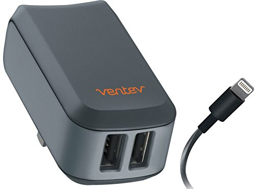 Ventev 2 Port Wall Charger for Universal Compatible Devices - Retail Packaging - Gray