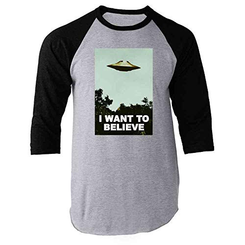 I Want to Believe UFO Aliens TV Retro 90s Black XL Raglan Baseball Tee Shirt I Want to Believe UFO Aliens TV Retro 90s Black XL Raglan Baseball Tee Shirt