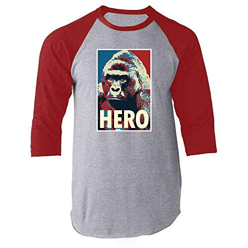 Harambe Pop Art Hero Meme Quote Political Clothing Red XL Raglan Baseball Tee Shirt