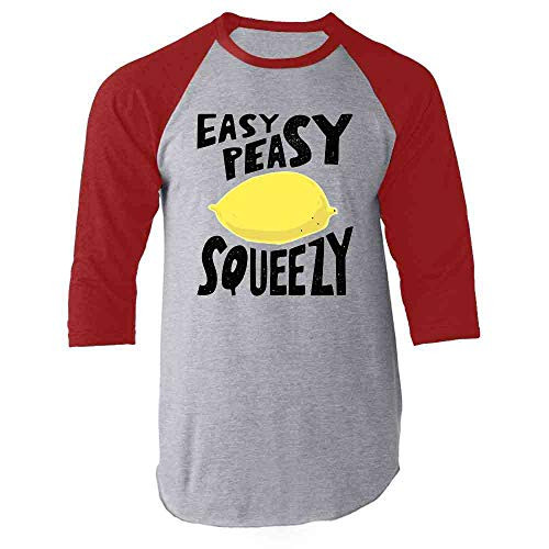 Easy Peasy Lemon Squeezy Cute Funny Red XL Raglan Baseball Tee Shirt