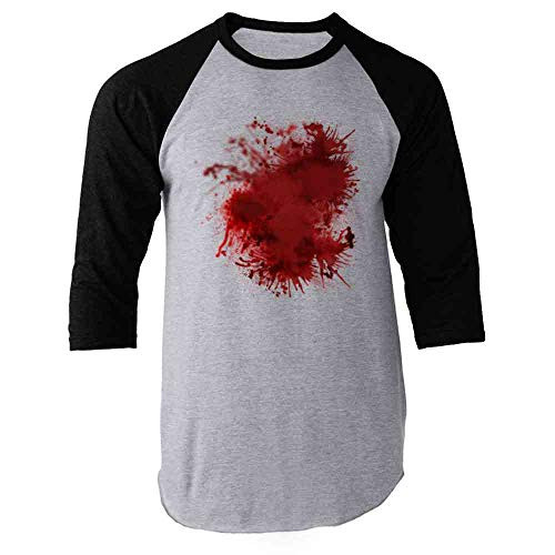 Pop Threads Blood Splattered Horror Bloody Halloween Costume Black XL Raglan Baseball Tee Shirt