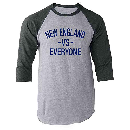 Pop Threads New England vs Everyone Sports Fan Gray XL Raglan Baseball Tee Shirt