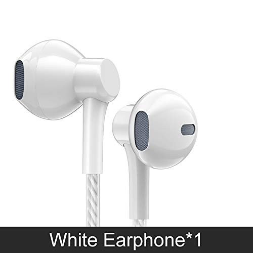 Anyer Tap Wired Earbuds Earbuds with Mic in-Ear Earphone Bass Earbuds Stereo Wired Headset with Mic Ear Phone BudsWhite