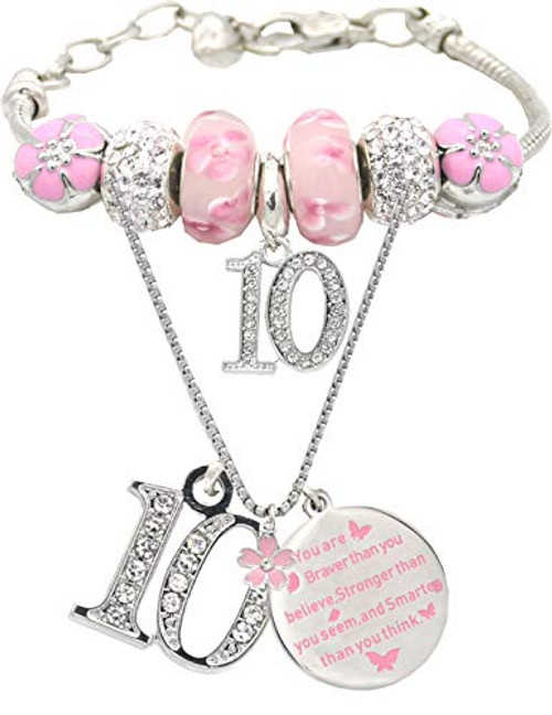 10th Birthday Gifts for Girls 10th Birthday Charm Bracelet 10th Birthday NeckLace 10th Birthday Party Supplies 10th Birthday Decorations for Girls 10 Years Old Birthday Jewelry for Girls