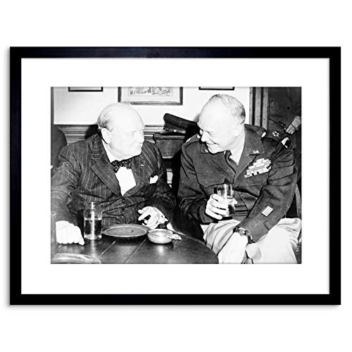 9x7  Photo B and W Winston Churchill Eisenhower Raleigh Framed Art Print F97X1713