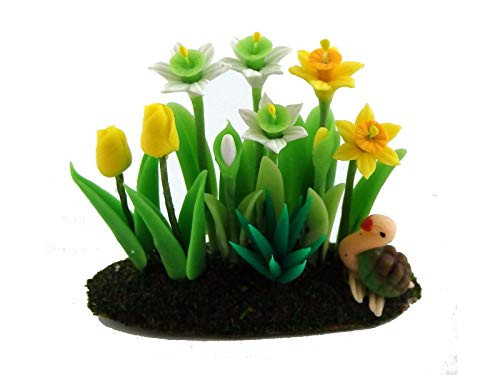 Melody Jane Dolls Houses House Miniature Garden Accessory Daffodils Tulips Flowers In Ground Grass