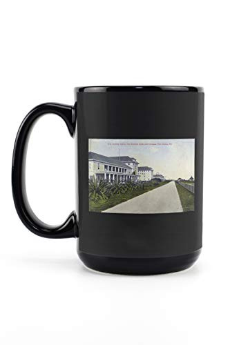 Lantern Press Palm Beach Florida - Breakers Hotel and Casino View 35174  15oz Black Ceramic Mug - Dishwasher and Microwave Safe