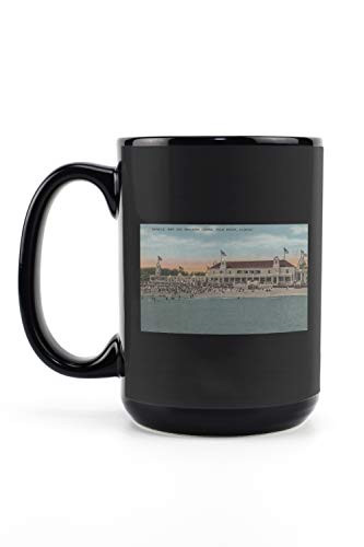 Lantern Press Palm Beach FL - Ocean View of The Breakers Casino 6695  15oz Black Ceramic Mug - Dishwasher and Microwave Safe