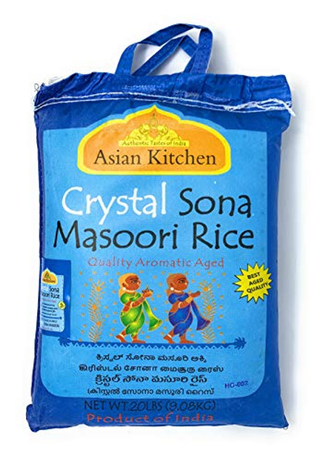 Asian Kitchen Crystal Sona Masoori Aged Rice 10lbs Pound Bag 4.54kg Short Grain Rice ~ All Natural Gluten Free Vegan Indian Origin Export Quality Asian Kitchen Crystal Sona Masoori Aged Rice 10lbs Pound Bag 4.54kg Short Grain Rice ~ All Natural Gluten Free Vegan Indian Origin Export Quality