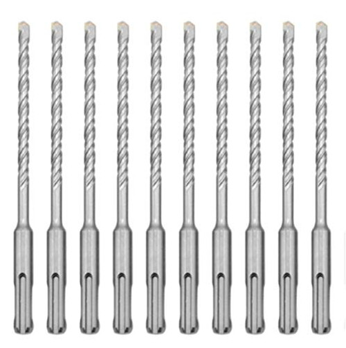 Max-Craft 10 Pcs 3 16 inch  x 6 inch  SDS Plus Rotary Hammer Drill Bit Carbide Tipped Masonry Drills Drilling for Concrete Masonry Wall Road.