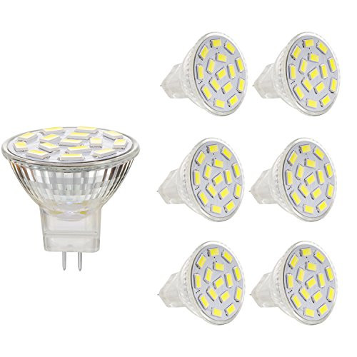 Bogao 3W MR11 GU4.0 LED Bulbs, 20-25W Halogen Bulbs Equivalent, GU4 Base, 240lm, 12V AC/DC, 120 Flood Beam, White, 6000K, LED Light Bulbs, Pack of 6