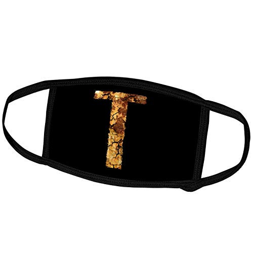 3dRose Sven Herkenrath Letter - Golden Letter T - Face Covers  fc_236669_3