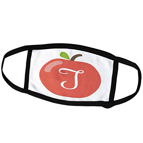 3dRose Monogram Letter T Inside a red Apple on a White Background. - Face Covers  fc_324782_3